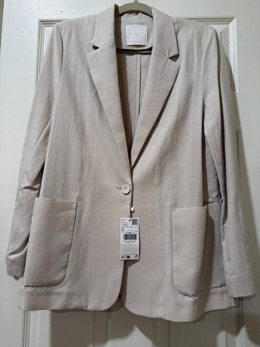 Mango Beige Womens Blazer With Pockets Medium Size New With Tags